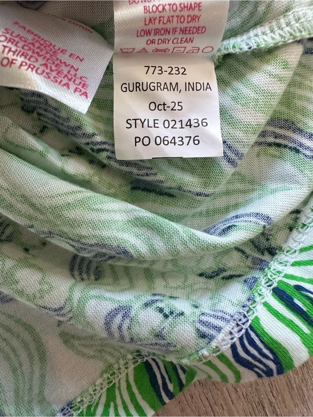 Lilly Pulitzer Green and Blue Abstract Print Button-Down Top